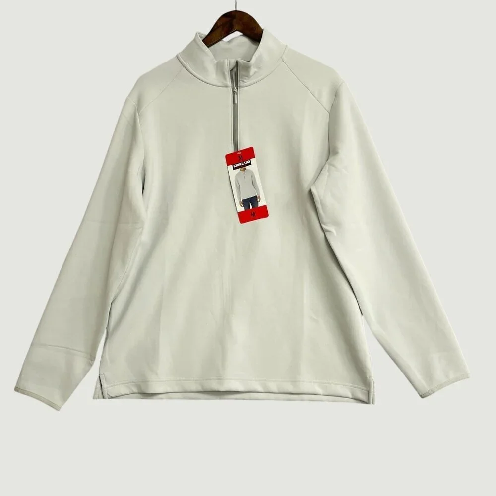 Kirkland Signature Men's M Gray 1/4 Zip Pullover Scuba Sweatshirt M0909